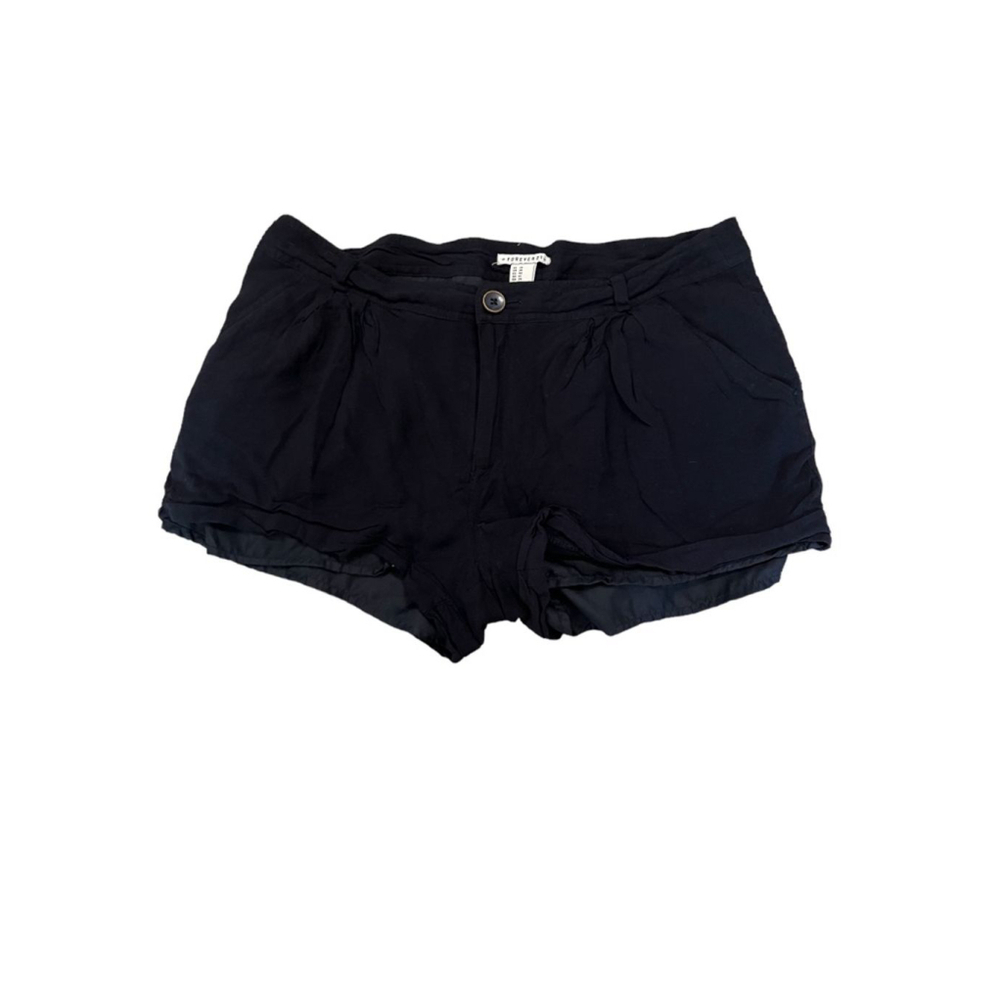 FOREVER 21 Black Pleated Front Cuffed Cargo Mini Lightweight Short 29